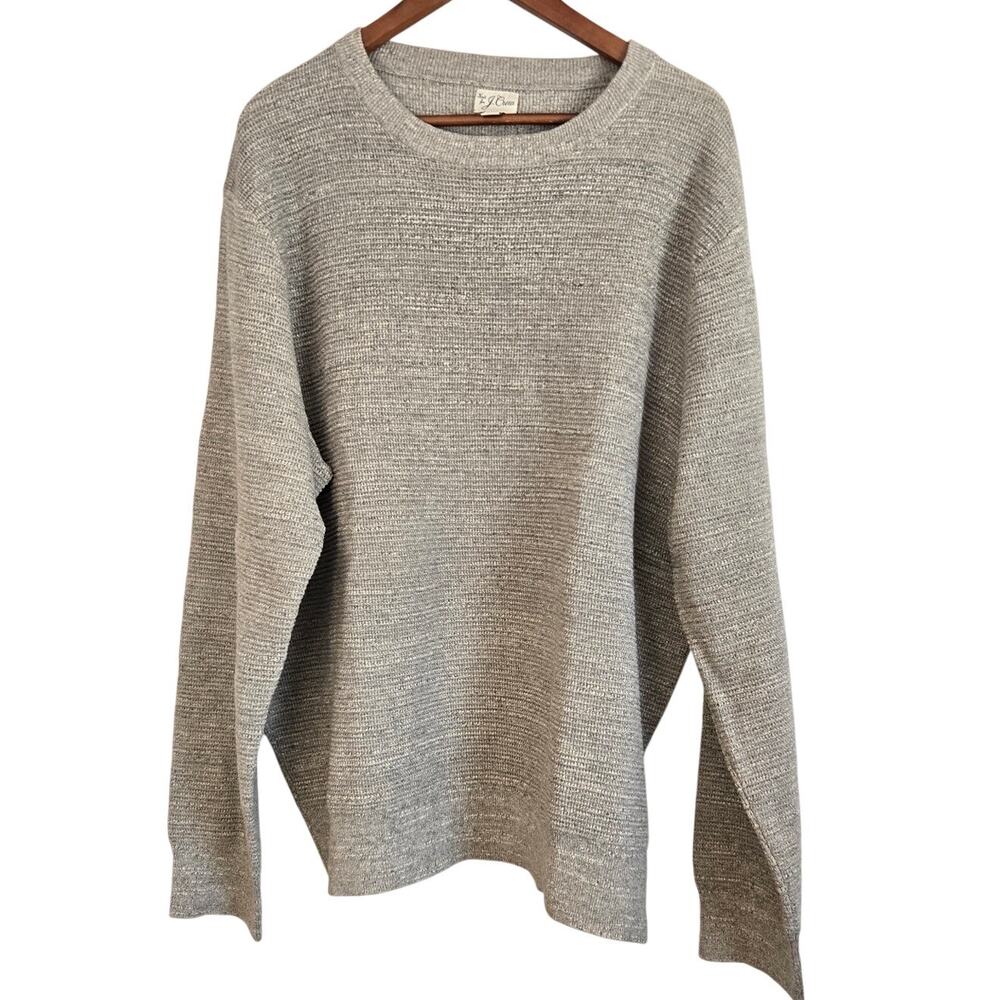 J. Crew Americana Heritage Wear Preppy Gorpcore Gray Ribbed Knit Sweater XXL